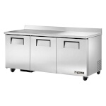 True TWT-72-HC - Work Top Refrigerator, three-section, (3) solid doors, (6) shelves